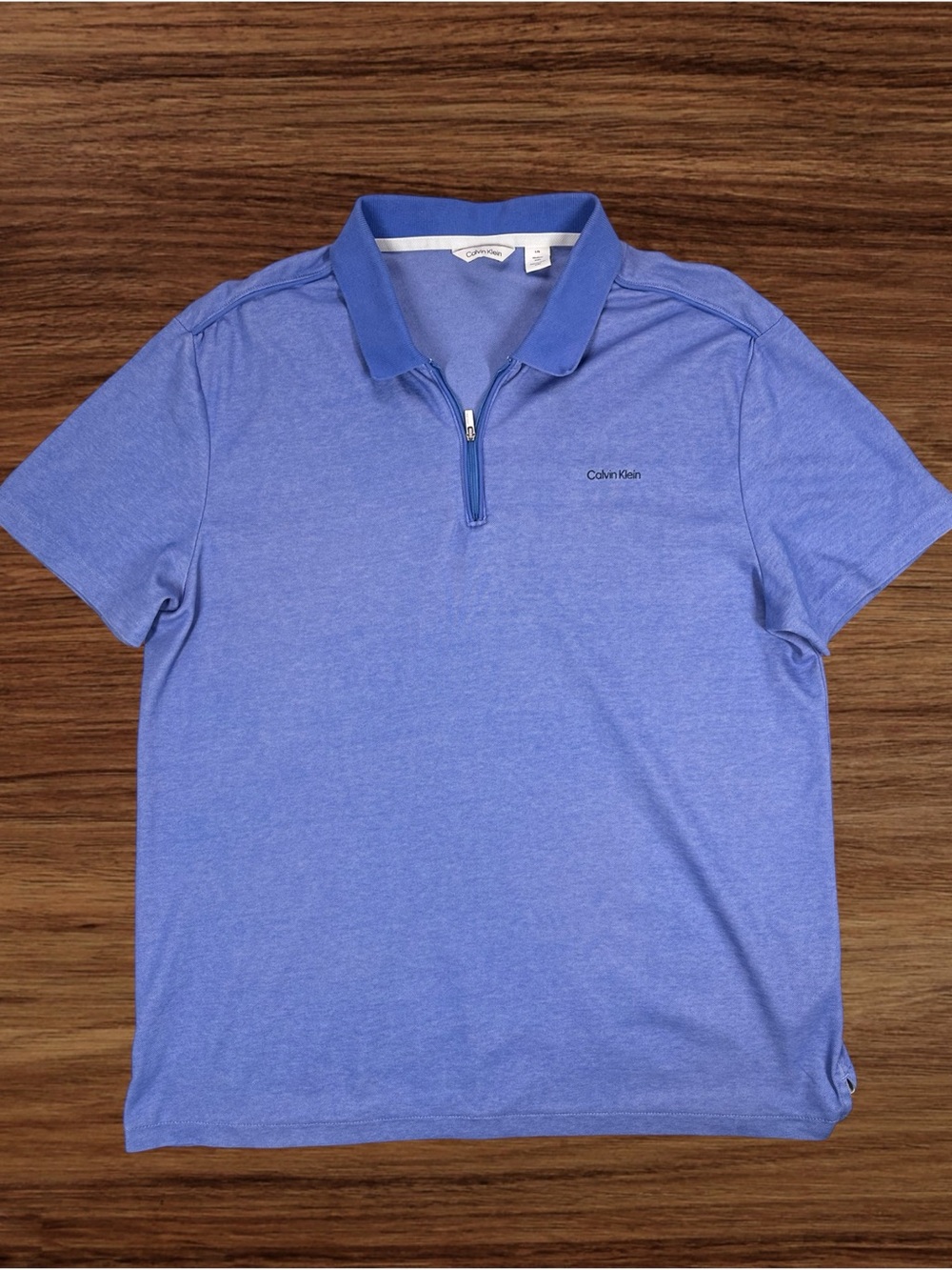 Calvin Klein Men’s Sky Blue Zip Collar Polo. Tag Size Large. Fits Medium. - Picture 4 of 7